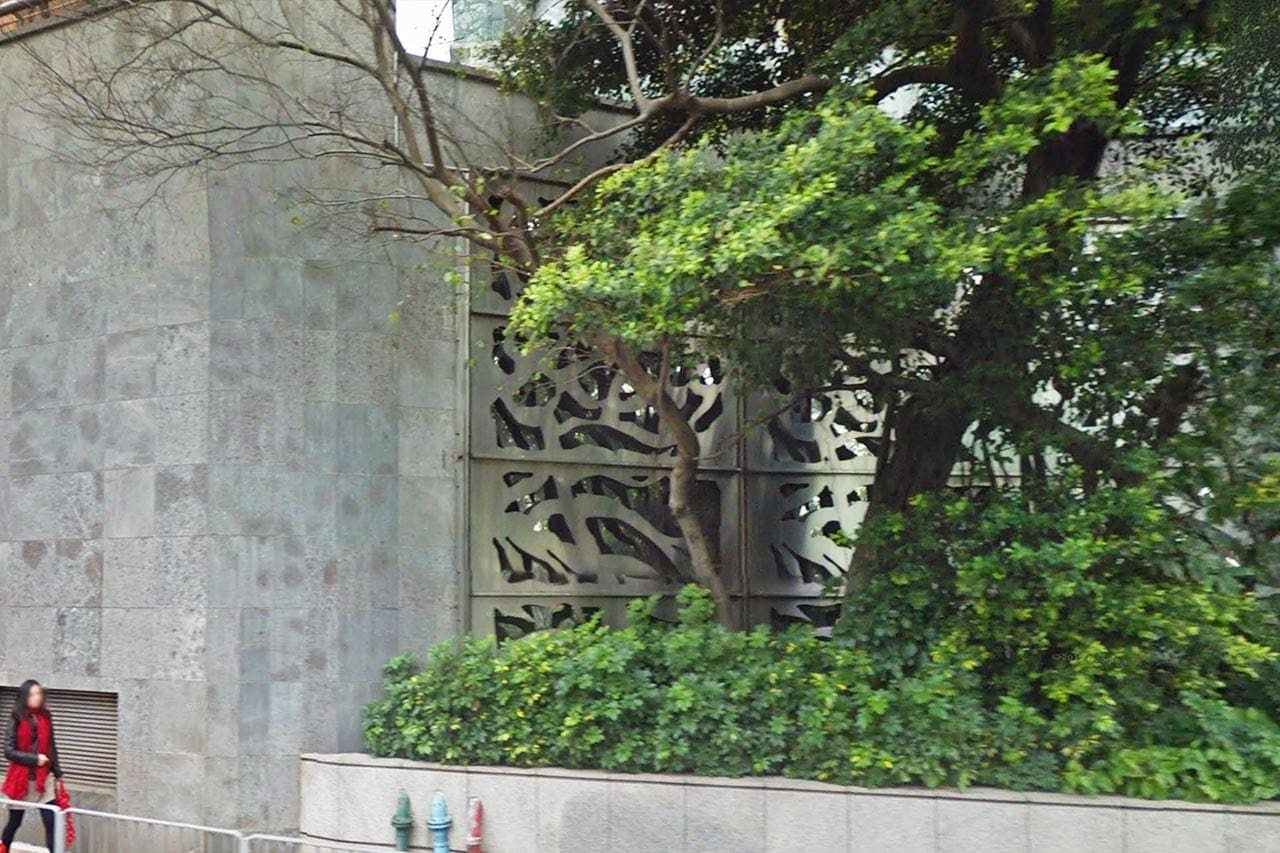 Ground-level art wall at the Carmen's Garden residences.