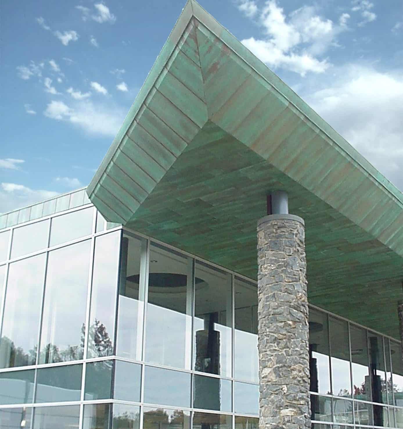 Detail of copper canopy colonnade.