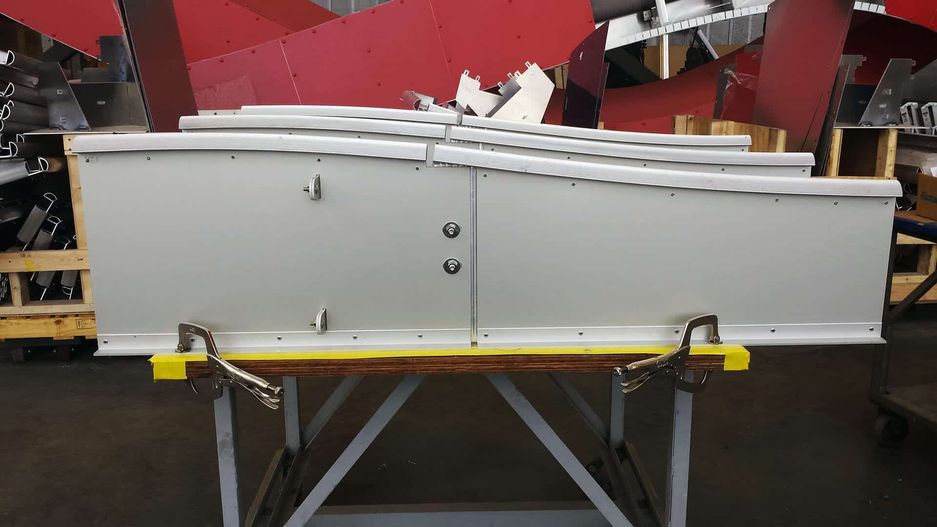 Mockup showing the connection between two vertical fins for Cedar Kettner.