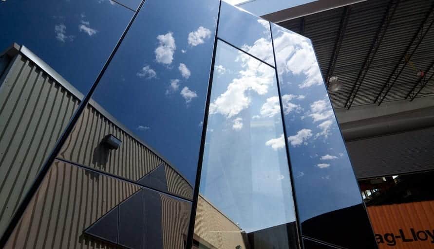 Detail of the reflected sky in the MOCA Cleveland Mockup.