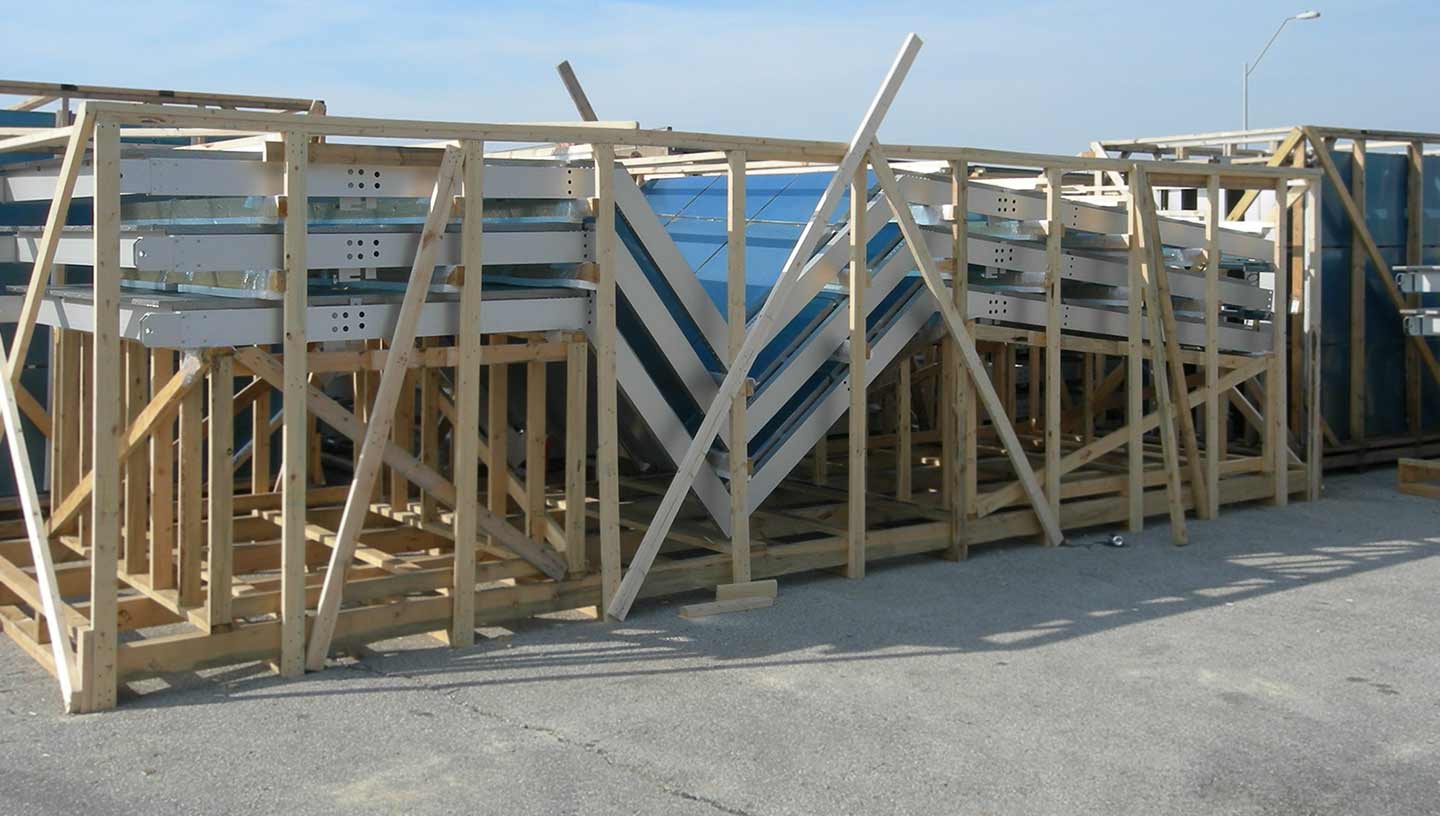 Panels prepared for shipment to New York from Kansas City.