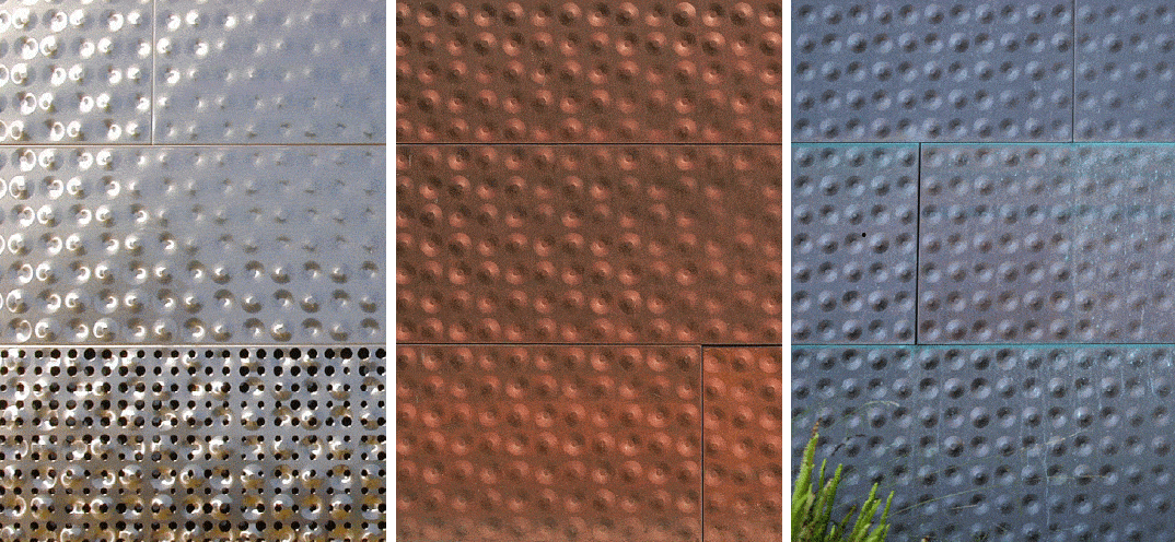 Patina transition over time on the de Young Museum