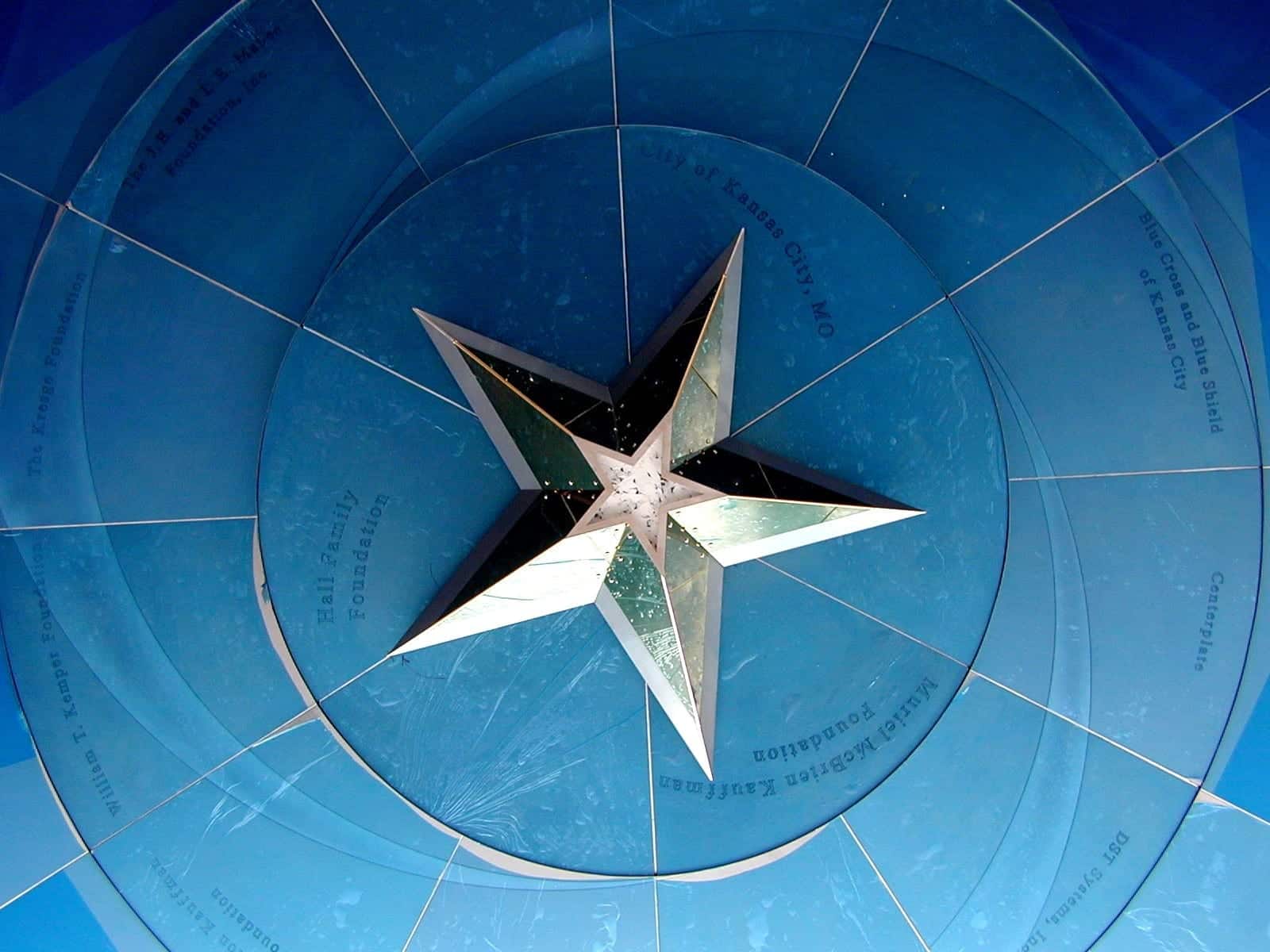 Memorial ceiling before peeling the protective film from the stainless steel