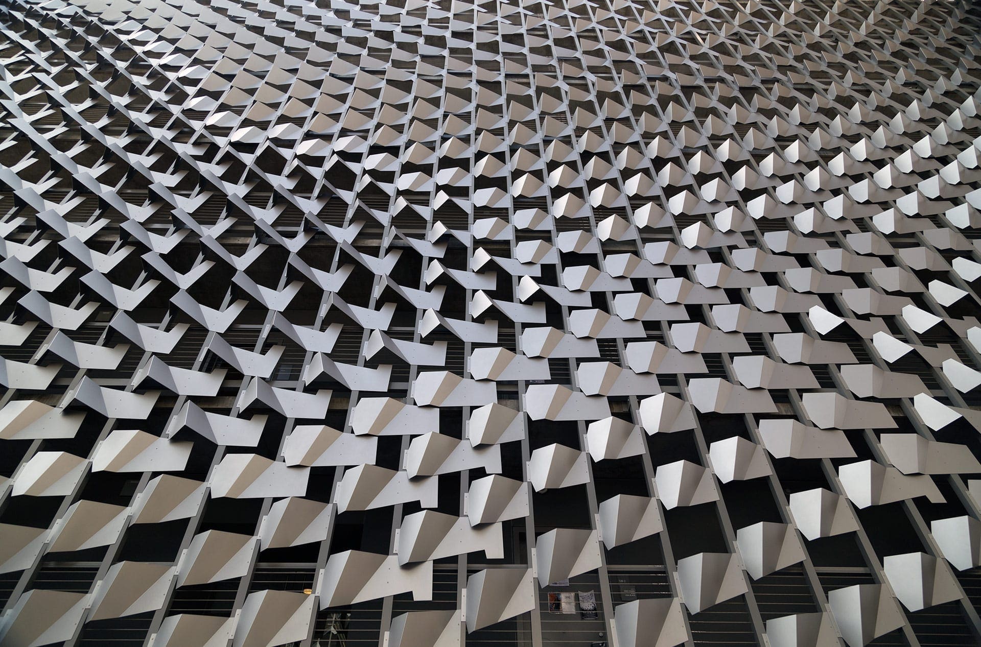 Photo detail of the louvered display during at the Emerson LA Campus..