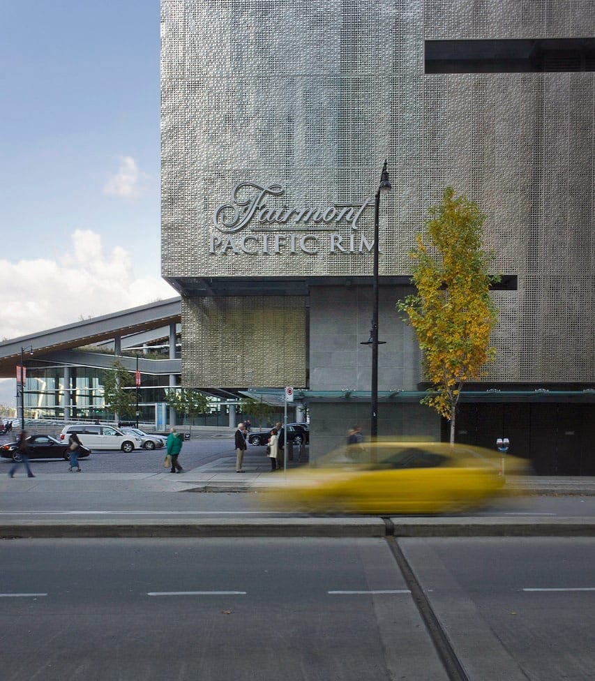 View of the Fairmont Pacifc Rim facade.