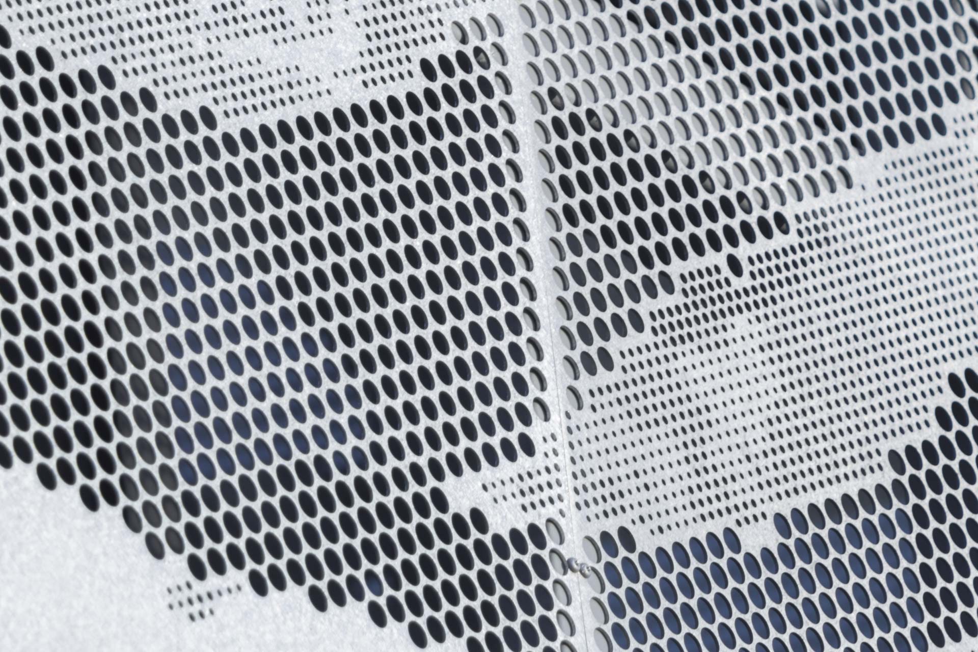Detail of the ImageWall Metal Perf on Highland Park Community Center.