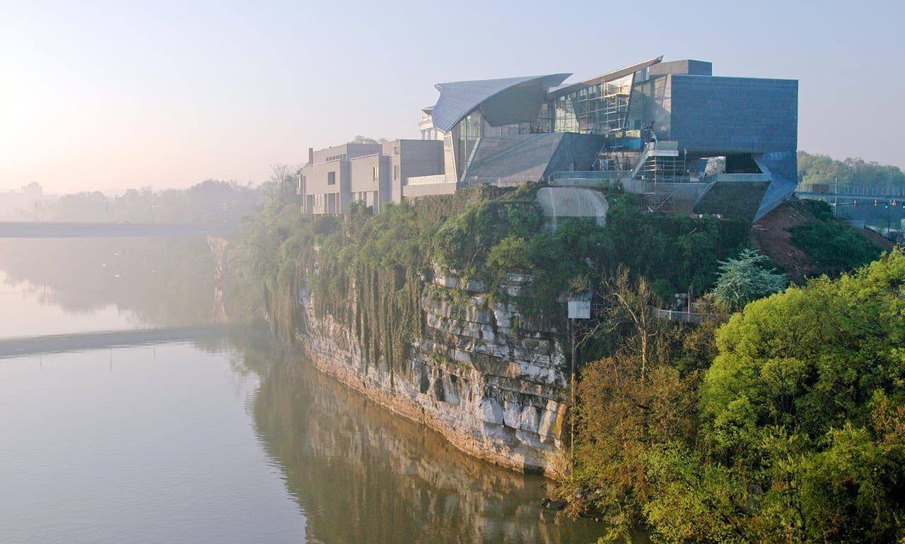 View of the Hunter Museum of American Art at sunrise.