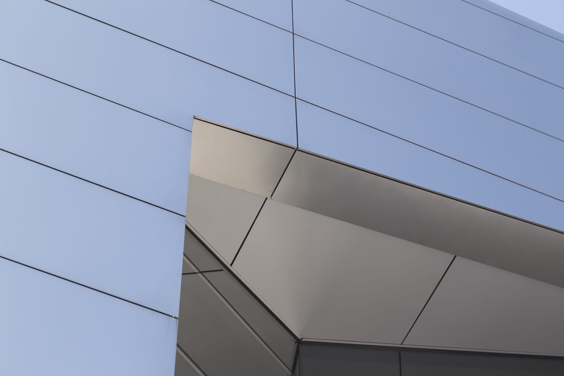 Detail of the thick machined plate stainless steel on the IBM Headquarters.
