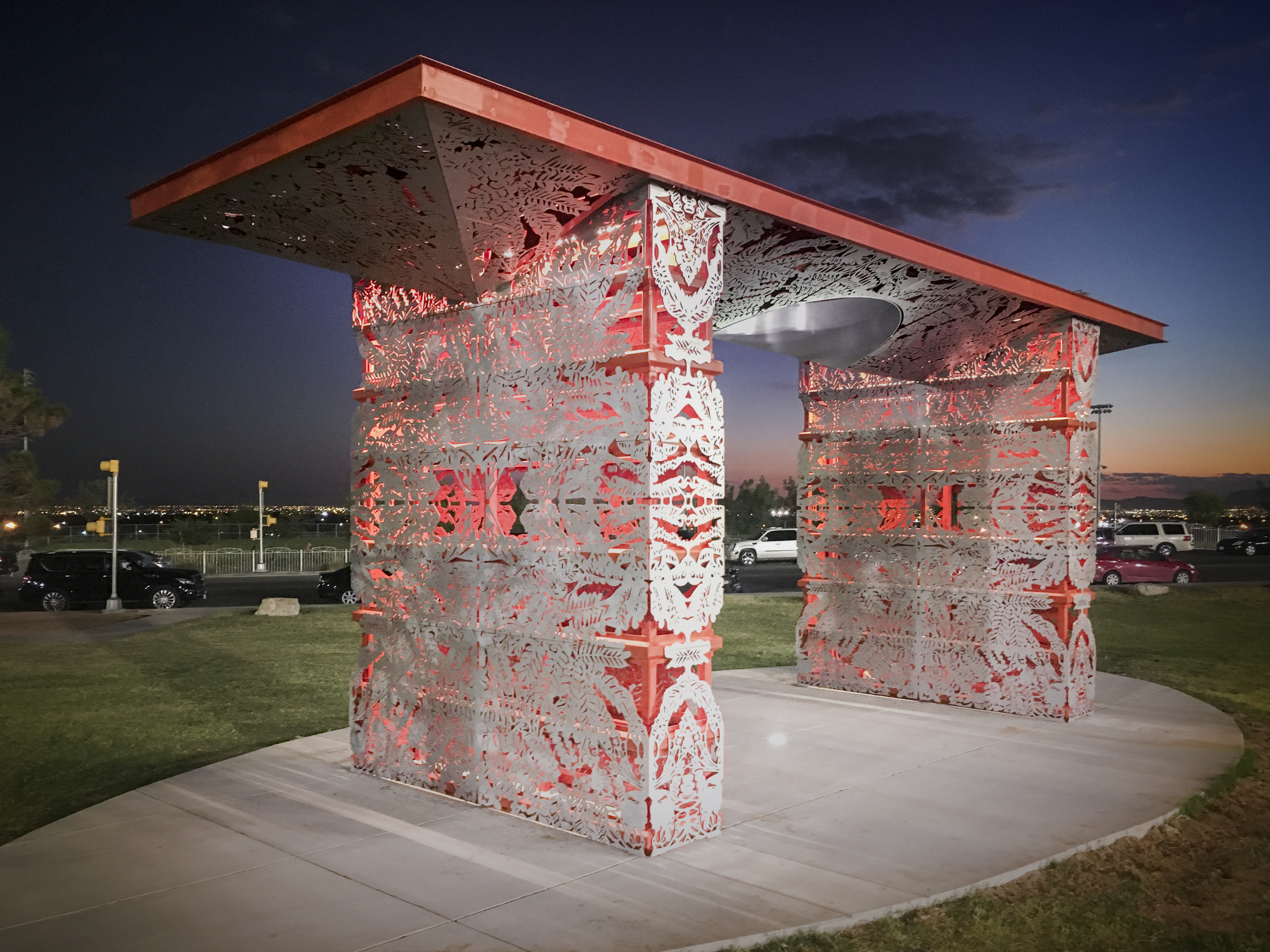 Sun Pavilion at night.