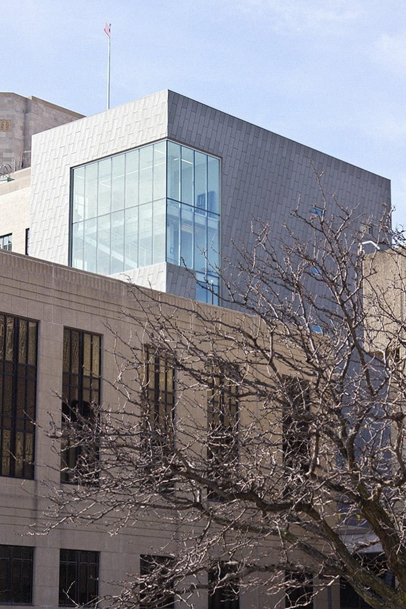 Interior and exterior zinc metalwork at the Kansas City Police Department Headquarters.