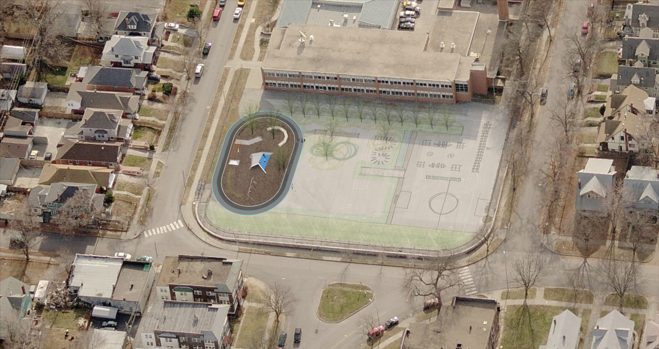 Designer's rendering of the new playground at Academie Lafayette.