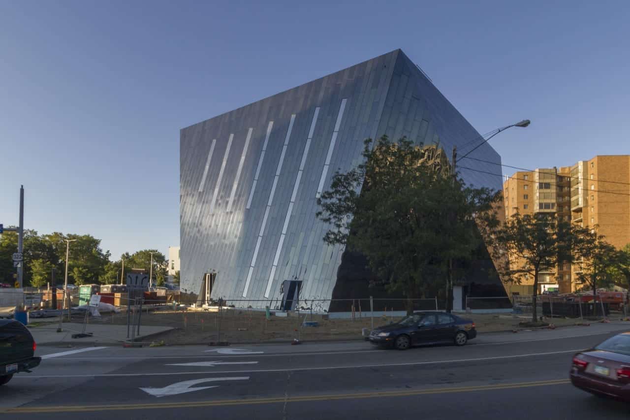 Photograph of the MOCA Cleveland nearing completion.