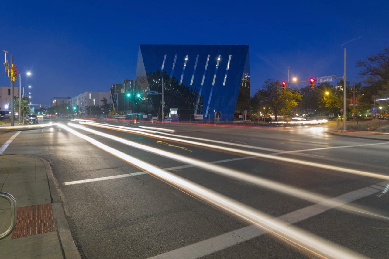 Photograph of the MOCA Cleveland nearing completion.