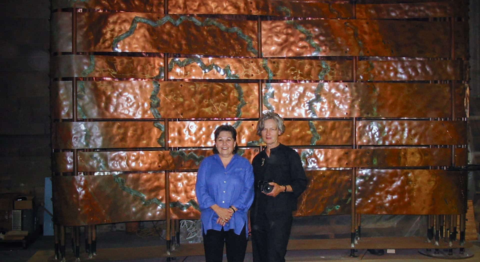 Photograph of Ramona Sakiestewa (Artist) and Ilze Jones (Architect) for the Smithsonian National Museum of the American Indian in Washington D.C.