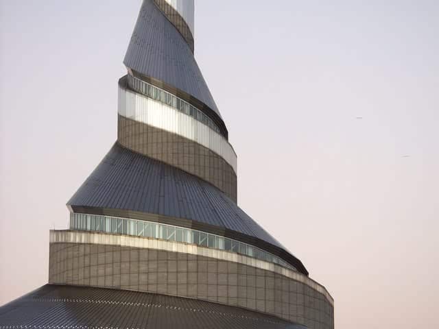 Detail of the Independence Temple spire, designed by Gyo Obata of HOK.