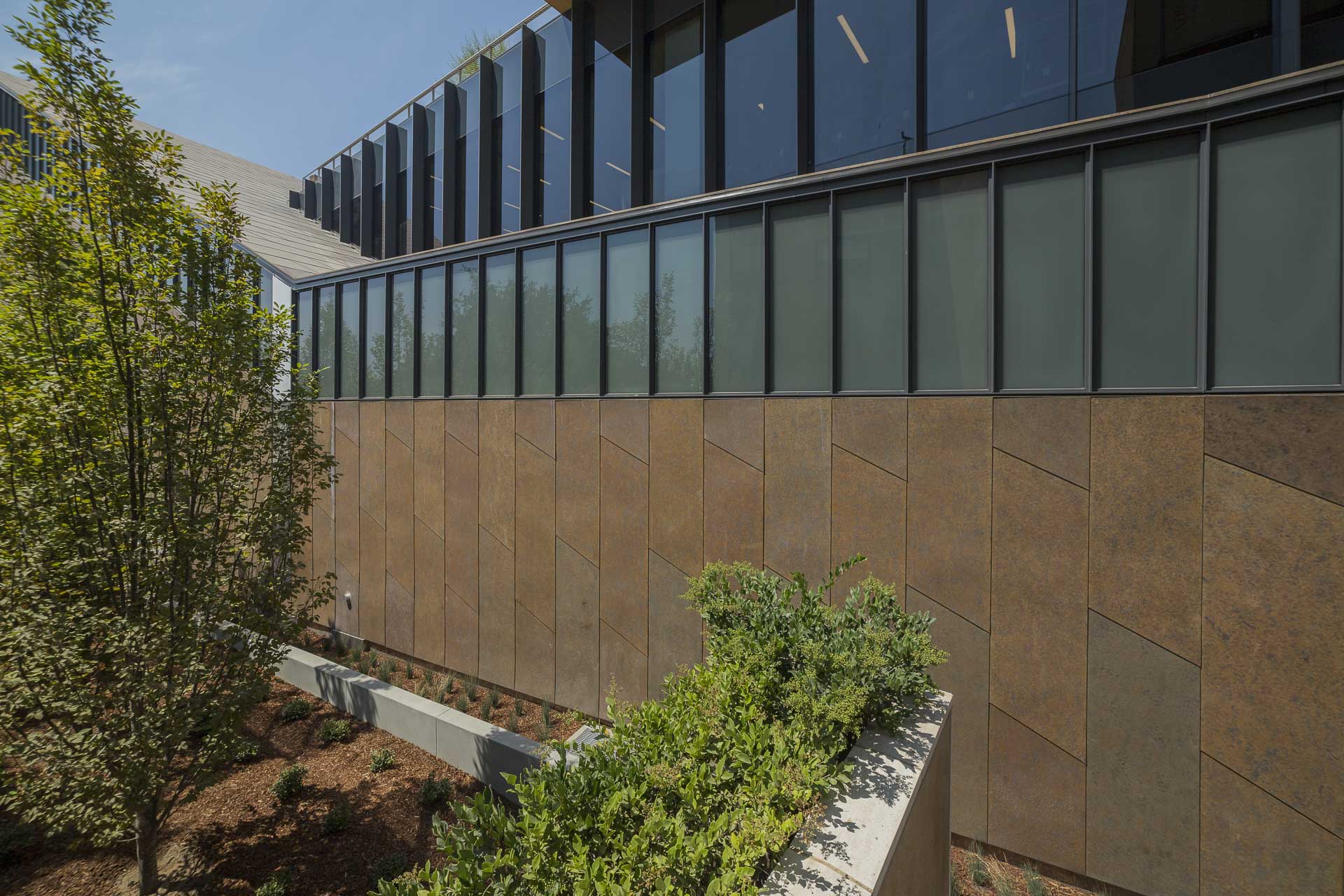 Detail of the east utility area. The zinc provides an alternative to cor-ten weathering steel.