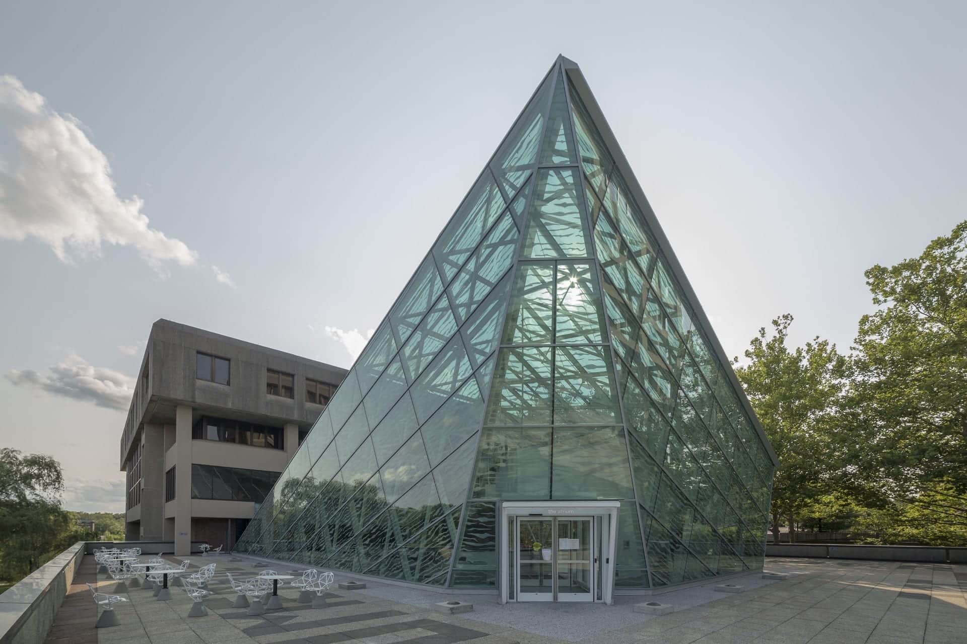Exterior glass facade of SUNY New Paltz