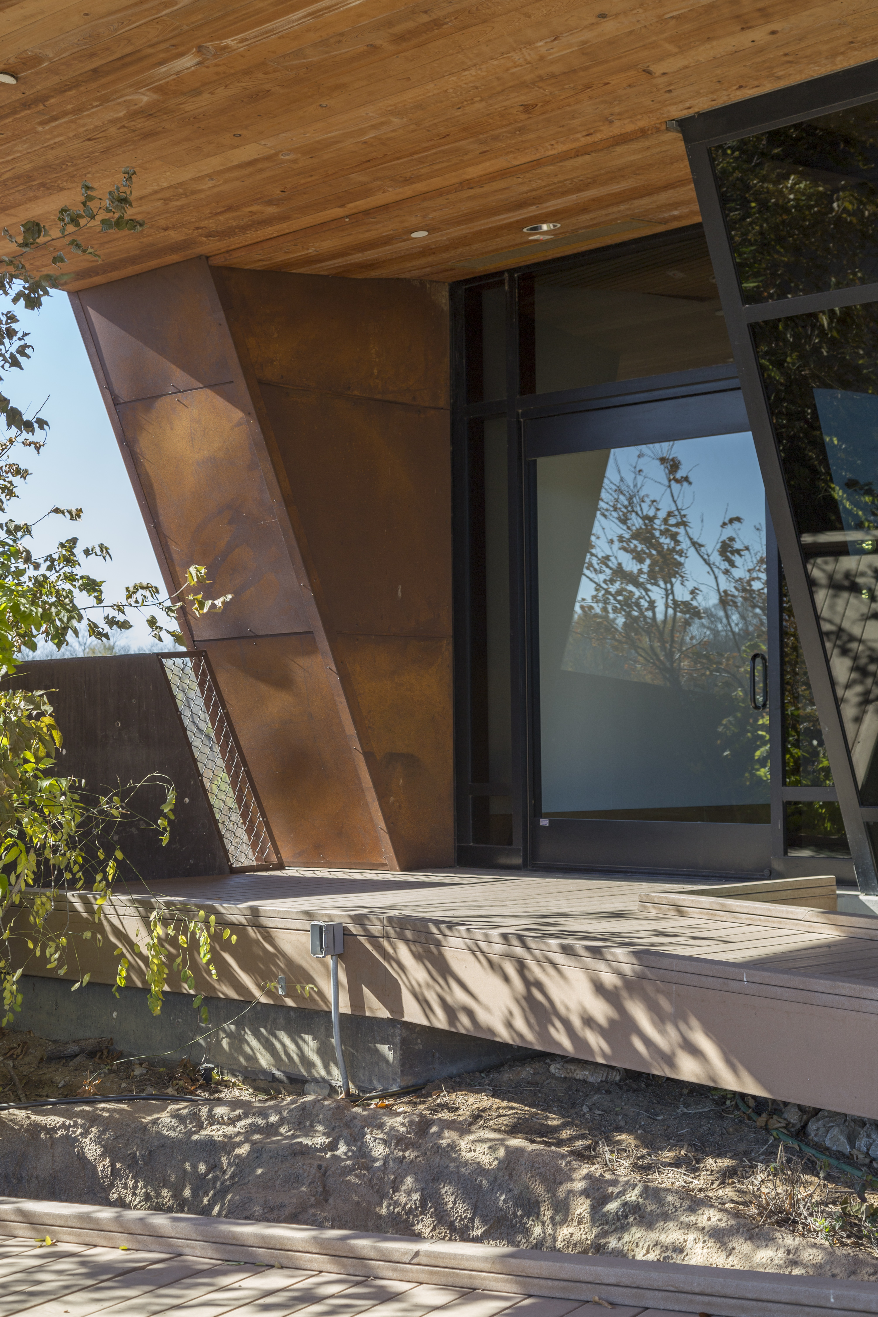 Detail of the South entrance to the Trinity River Audubon Center.