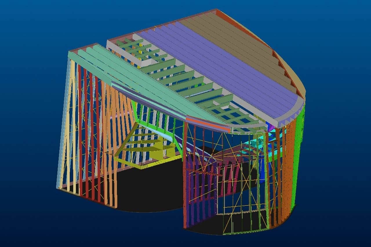 ZEPPS conversion of the model, color-coded into individual ZEPPS assemblies.