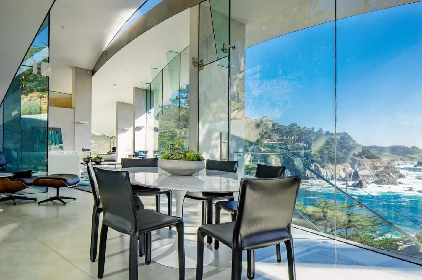 Glass and stainless steel meet to provide a bold interior space.