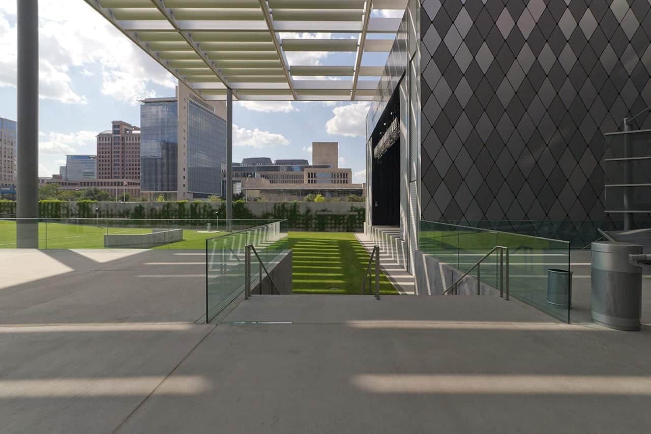 Winspear Opera House and Strauss Square outdoor performance space.
