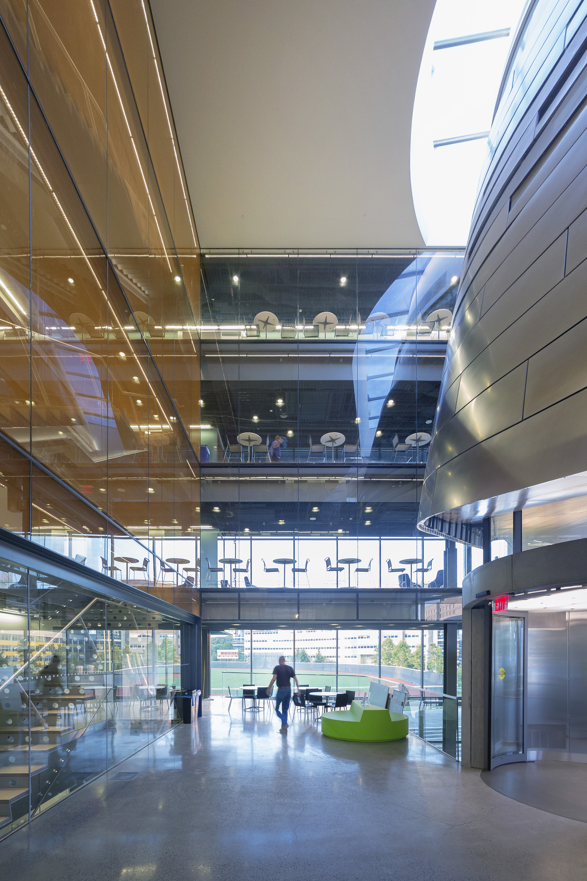 Interior foyer with stainless steel entrance metalwork.