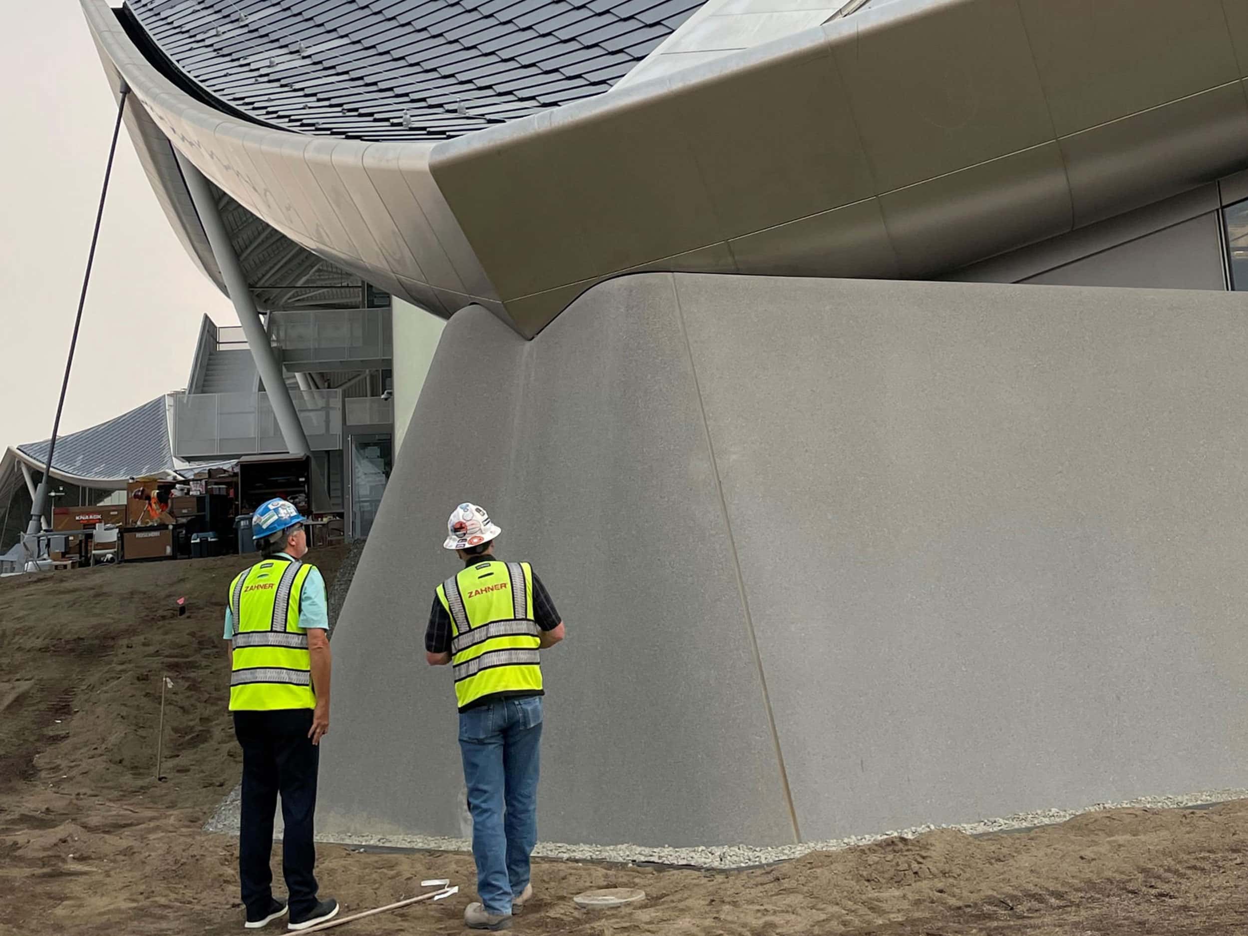 THE ZAHNER TEAM INSPECTING THE ANGEL HAIR EYEBROWS AT BAY VIEW DURING CONSTRUCTION.