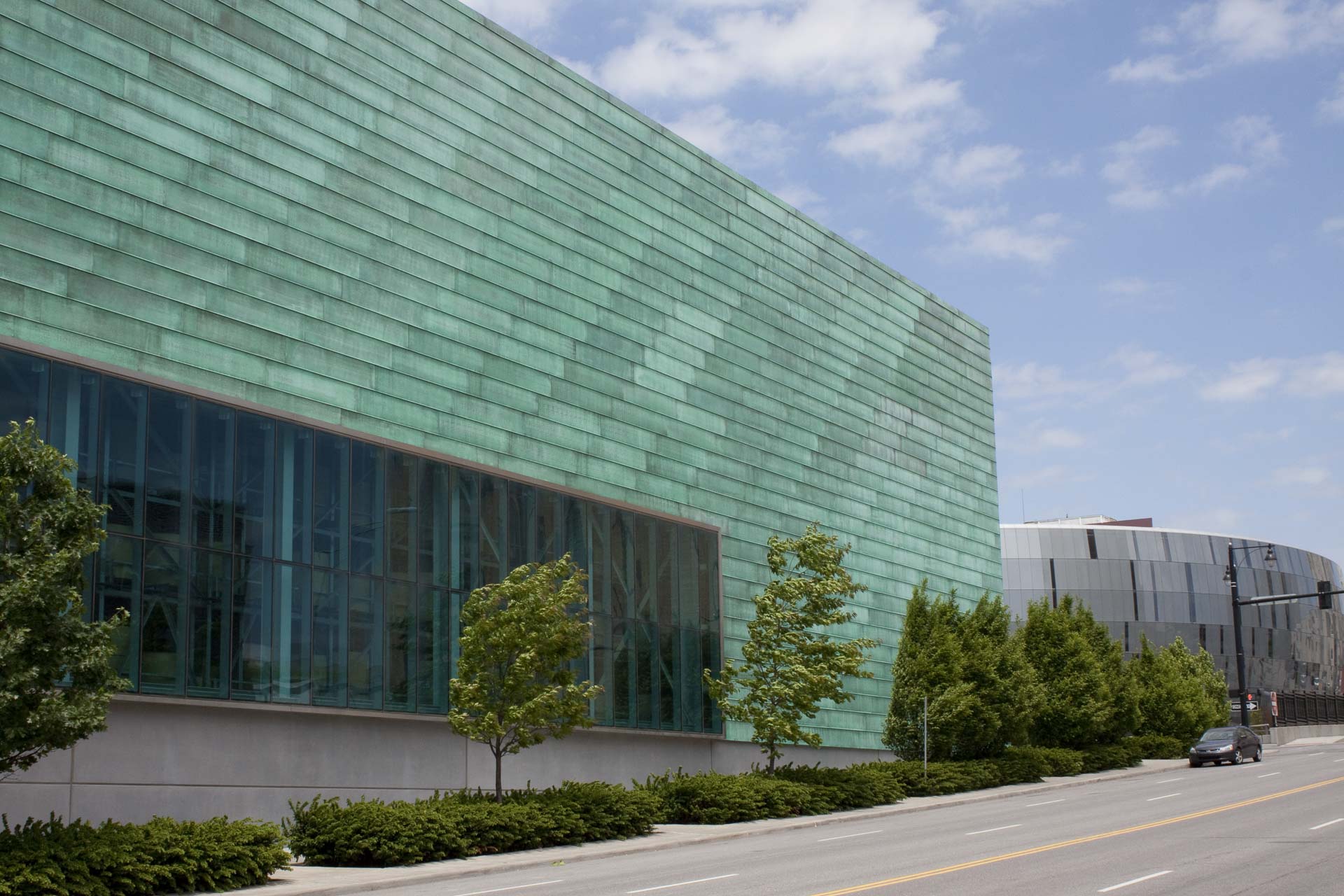Star Blue patinated copper clads the Kansas Star production facility.