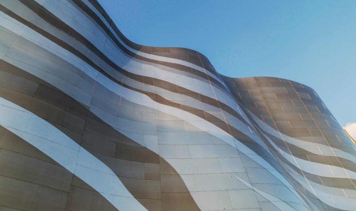 three different tones of colored stainless steel at The Neiman Marcus in Natick, Massachusetts.