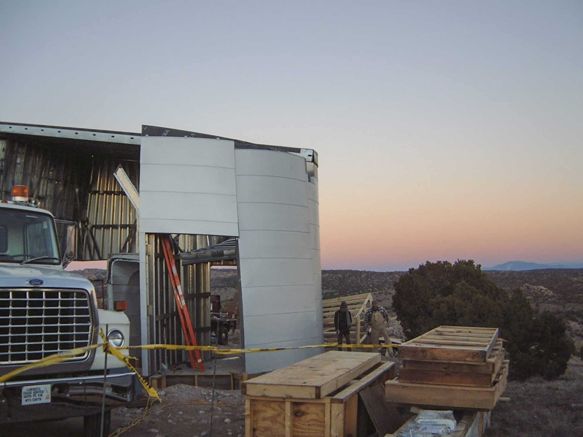 Turbulence House installation process in Abiquiu, New Mexico.